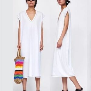 Zara White Kaftan Oversized Dress